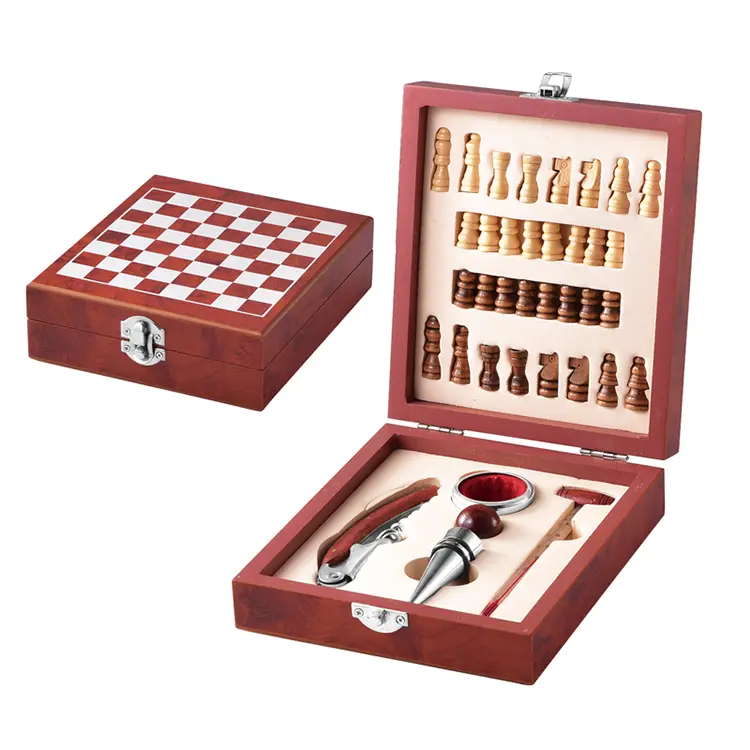 Set anggur kayu catur